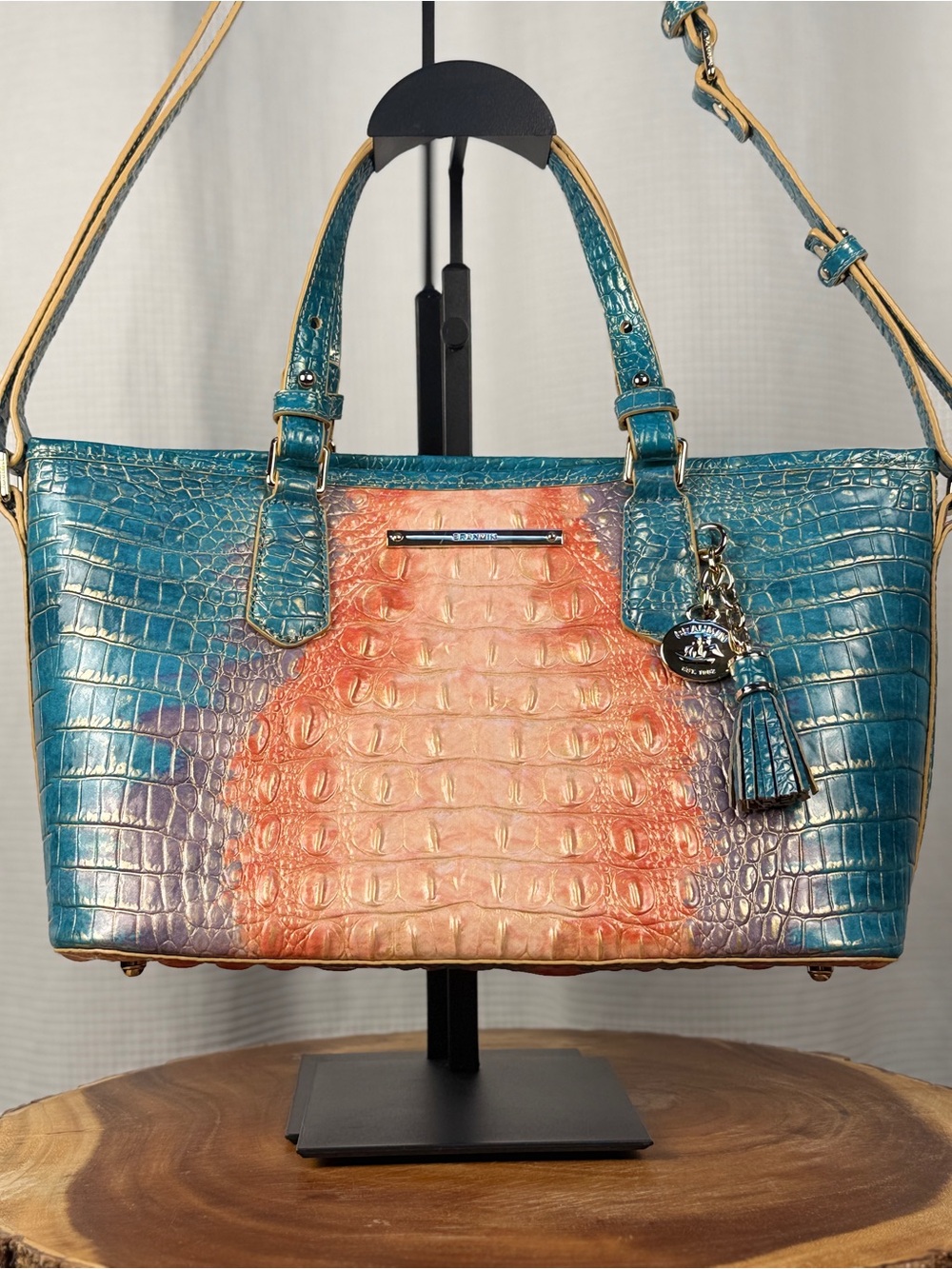 Brahmin Sundew Ombre Asher Leather Satchel Tote Shoulder Bag EUC